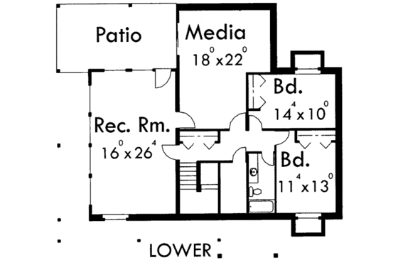 Floor Plan - Lower Floor for Modern House Plan #303-458 - 6 bed, 4 bath