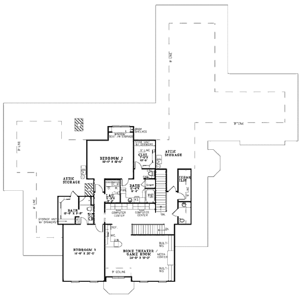 House Blueprint - Colonial Floor Plan - Upper Floor Plan #17-2166
