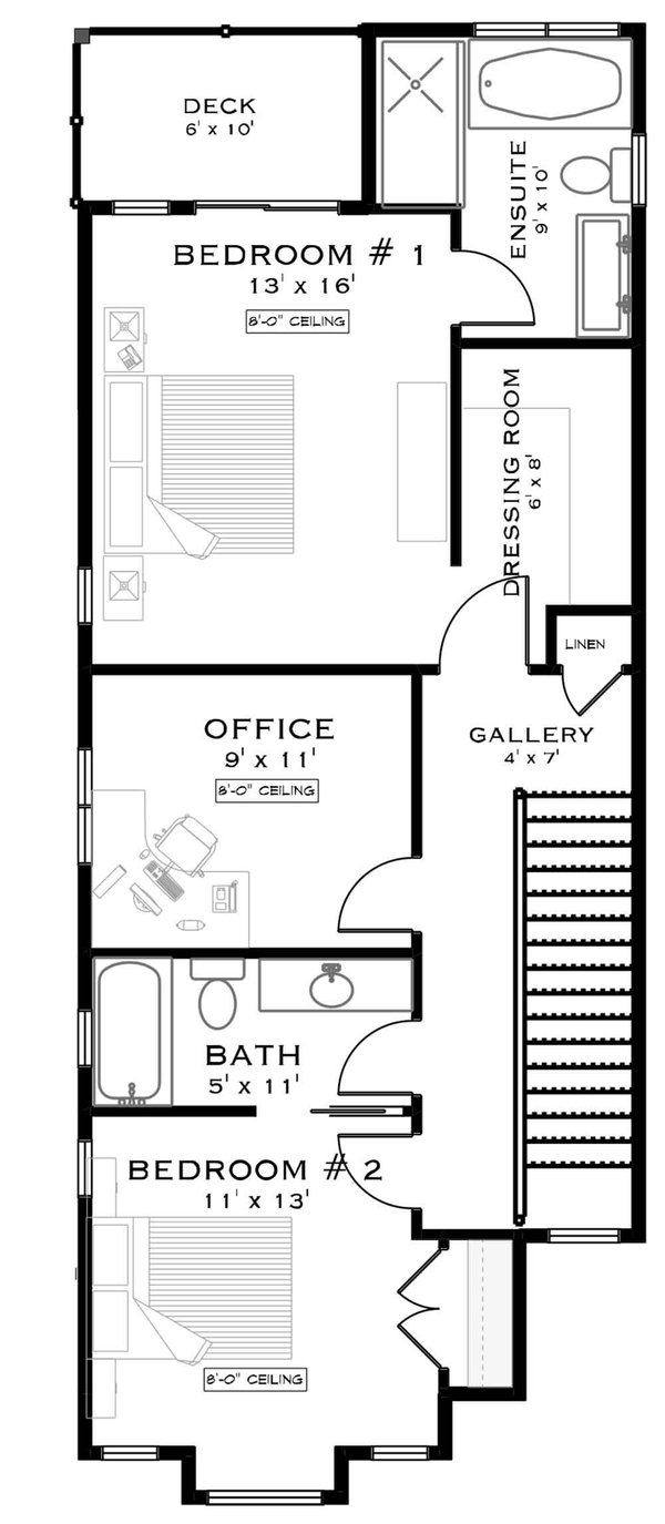 Country Floor Plan - Upper Floor Plan #1101-46