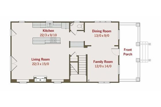 Floor Plan - Main Floor for Craftsman House Plan #461-22 - 3 bed, 3.5 bath