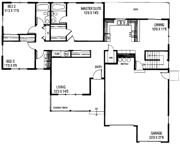 House Design - Ranch Floor Plan - Main Floor Plan #60-146