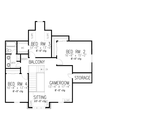 European Floor Plan - Upper Floor Plan #410-374