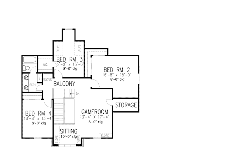 Dream House Plan - Floor Plan - Upper Floor for European House Plan #410-374 - 4 bed, 2 bath