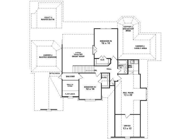 Traditional Floor Plan - Upper Floor Plan #81-377