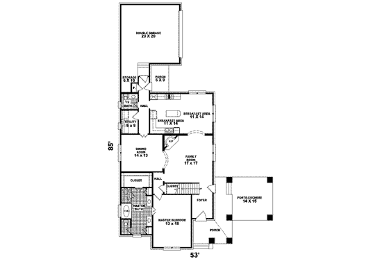 Floor Plan - Main Floor for Tudor House Plan #81-414 - 4 bed, 2.5 bath