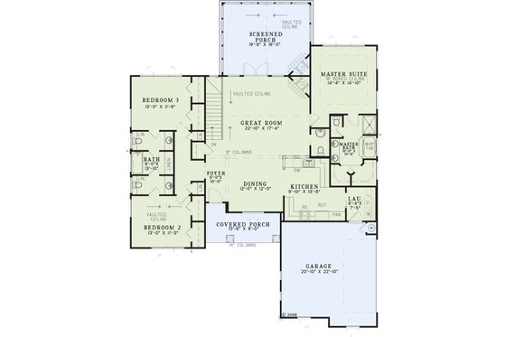Floor Plan - Main Floor for Farmhouse House Plan #17-2311 - 4 bed, 4 bath