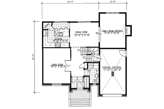 Floor Plan - Main Floor for European House Plan #138-273 - 3 bed, 1.5 bath