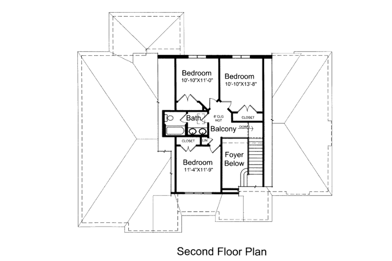 Dream House Plan - Floor Plan - Upper Floor for European House Plan #46-515 - 4 bed, 2.5 bath