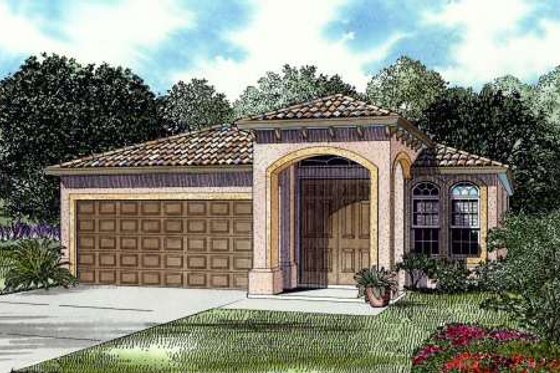 Exterior - Front Elevation for Mediterranean House Plan #420-113 - 3 bed, 2 bath