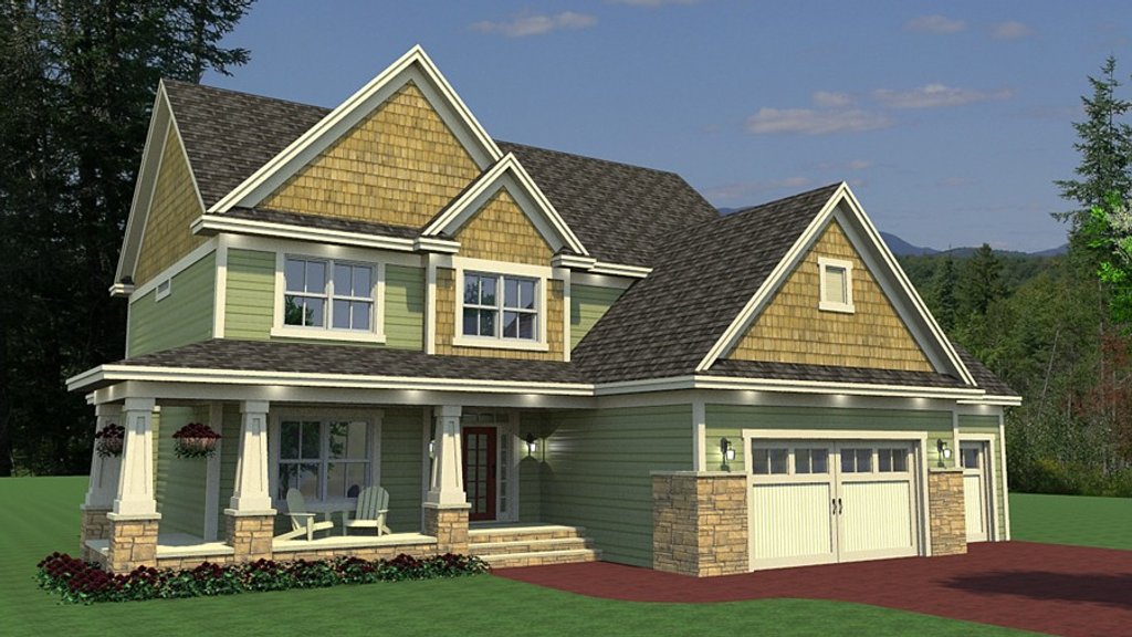Exterior - Front Elevation 2 for Traditional House Plan #51-293 - 4 bed, 2.5 bath