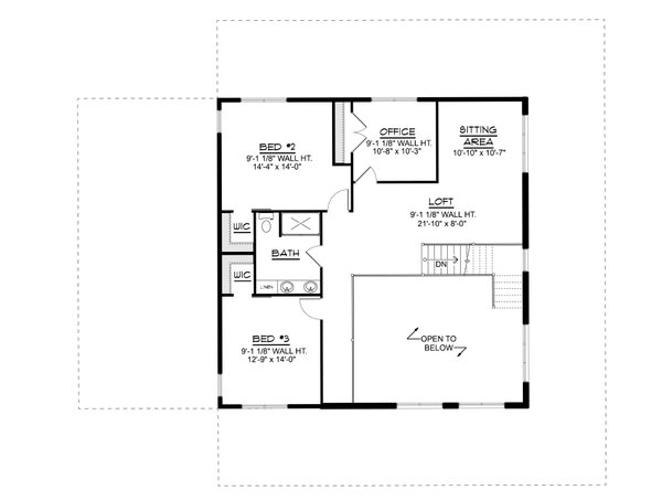 House Blueprint - Floor Plan - Upper Floor for Barndominium House Plan #1064-493 - 3 bed, 2.5 bath