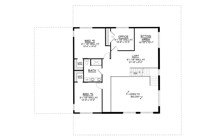 House Blueprint - Floor Plan - Upper Floor for Barndominium House Plan #1064-493 - 3 bed, 2.5 bath