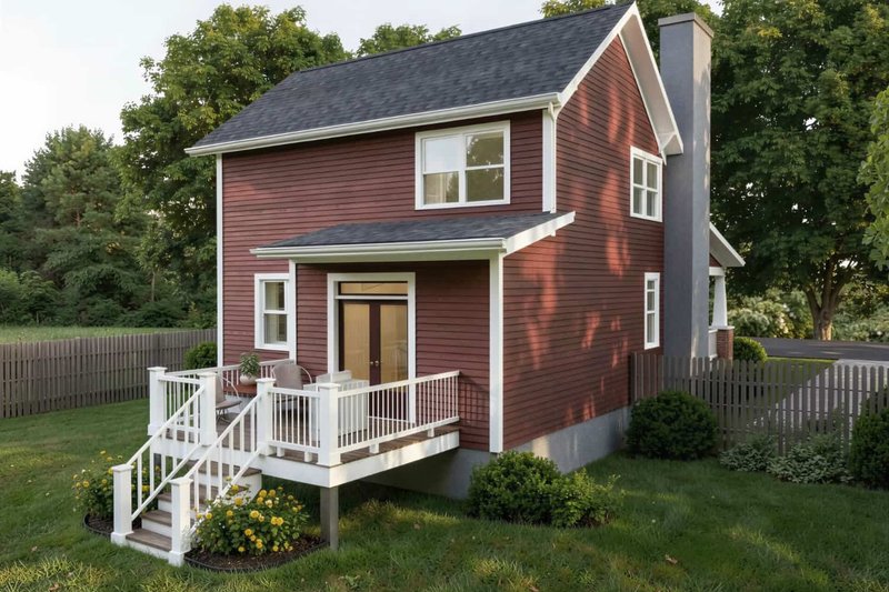 House Blueprint - Exterior - Rear Elevation for Bungalow House Plan #79-374 - 4 bed, 2.5 bath