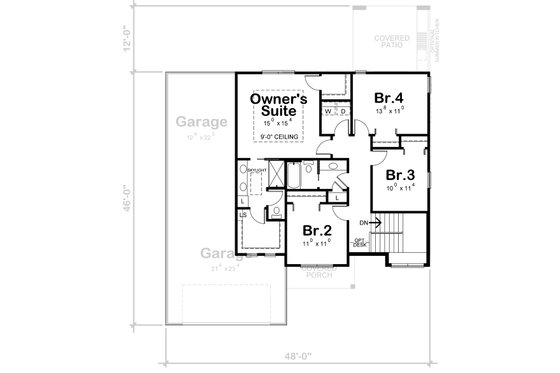 Floor Plan - Upper Floor for Traditional House Plan #20-2403 - 4 bed, 3 bath