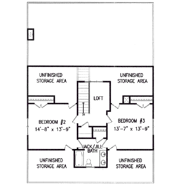 Cottage Floor Plan - Upper Floor Plan #54-123