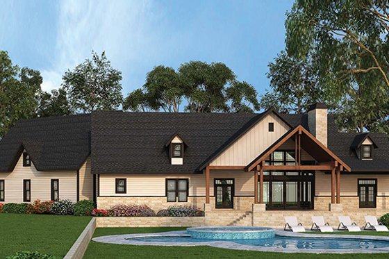 Exterior - Rear Elevation for Country House Plan #119-365 - 3 bed, 2.5 bath