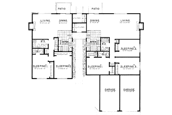 Floor Plan - Main Floor for Modern House Plan #303-146 - 3 bed, 1.5 bath