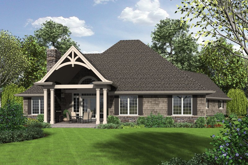Architectural House Design - Rear view - 2200 square foot Craftsman home