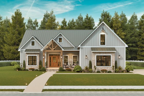 Exterior - Front Elevation 3 for Farmhouse House Plan #54-681 - 3 bed, 3 bath