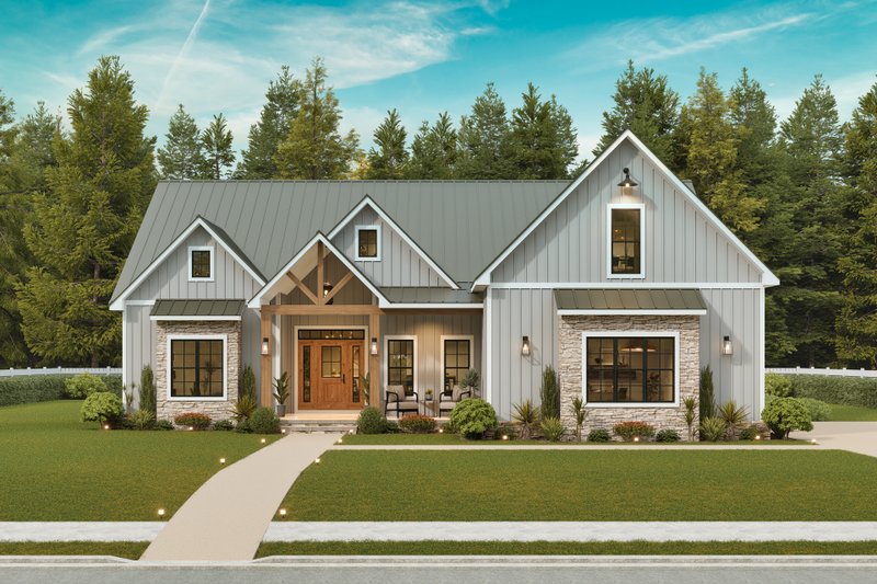 House Blueprint - Exterior - Front Elevation 3 for Farmhouse House Plan #54-681 - 3 bed, 3 bath
