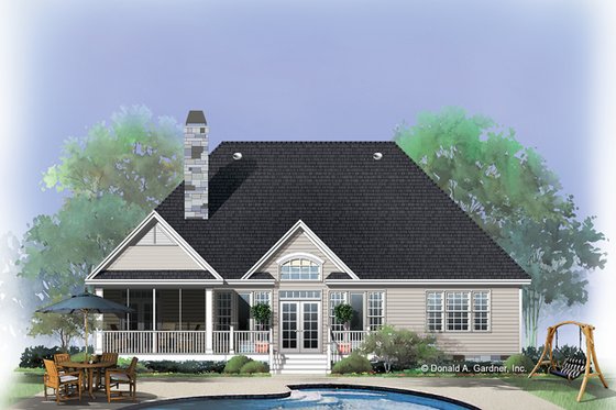 Exterior - Rear Elevation for Country House Plan #929-739 - 3 bed, 2 bath