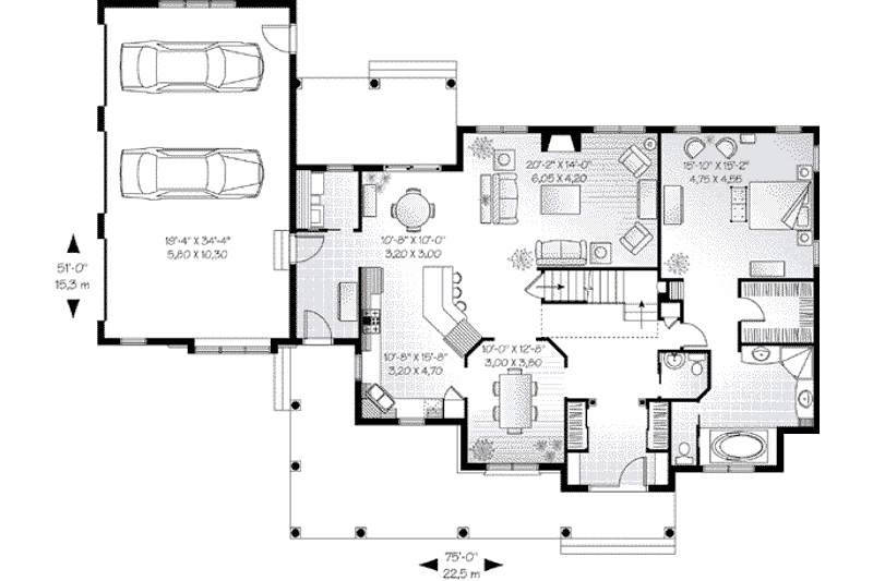 Home Plan - Floor Plan - Main Floor for Traditional House Plan #23-543 - 3 bed, 2.5 bath