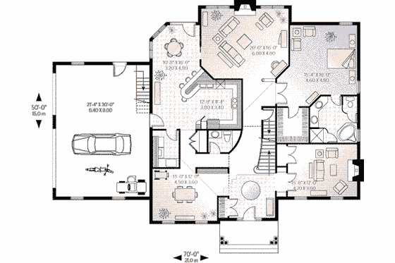 Floor Plan - Main Floor for Traditional House Plan #23-237 - 4 bed, 3.5 bath