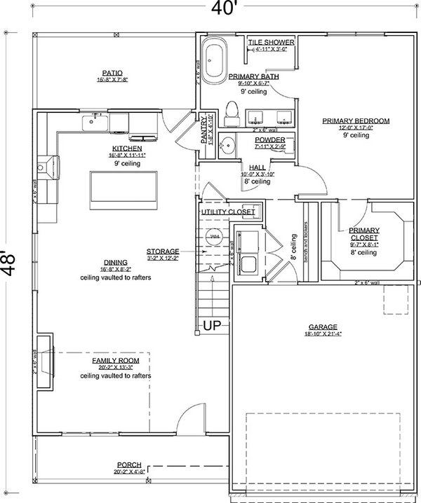 Architectural House Design - Floor Plan - Main Floor for Traditional House Plan #1116-47 - 3 bed, 2.5 bath