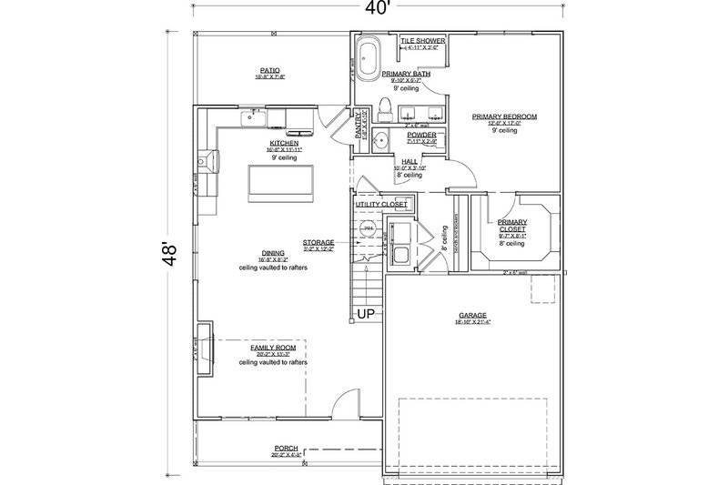 Architectural House Design - Floor Plan - Main Floor for Traditional House Plan #1116-47 - 3 bed, 2.5 bath