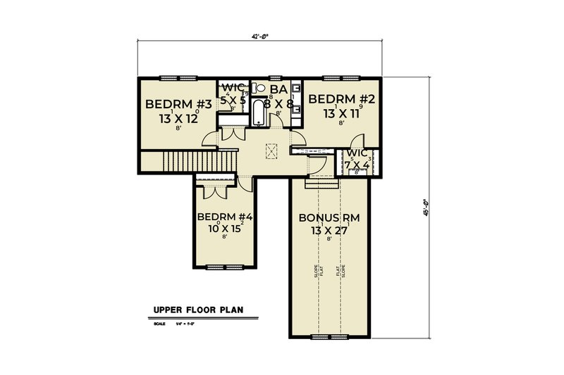 Home Plan - Floor Plan - Upper Floor for Craftsman House Plan #1070-180 - 4 bed, 2.5 bath