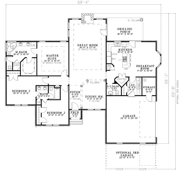 House Plan Design - Traditional Floor Plan - Main Floor Plan #17-2155