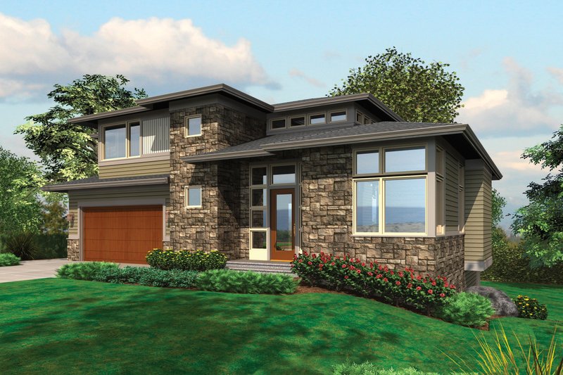 House Plan Design - Front View - 3600 square foot Prairie home