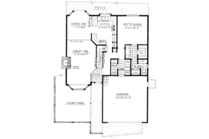 Floor Plan - Main Floor for Bungalow House Plan #303-296 - 3 bed, 2.5 bath
