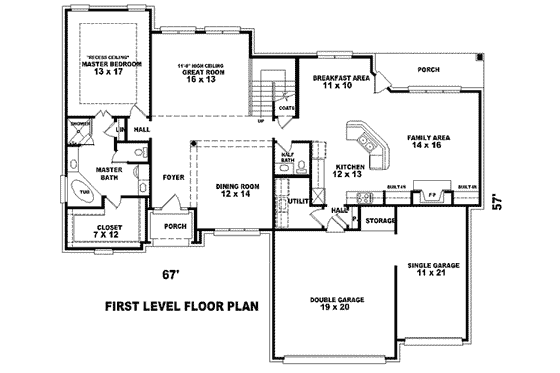 Floor Plan - Main Floor for Traditional House Plan #81-978 - 4 bed, 3.5 bath