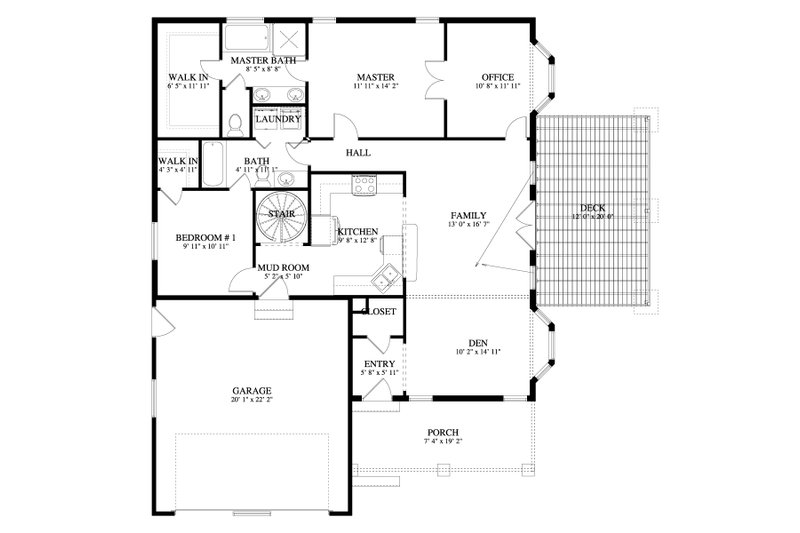 House Blueprint - Floor Plan - Main Floor for Farmhouse House Plan #1060-108 - 2 bed, 2 bath