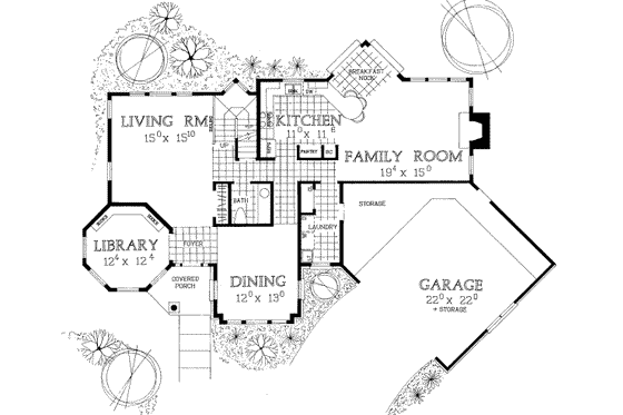 Floor Plan - Main Floor for European House Plan #72-461 - 4 bed, 2.5 bath