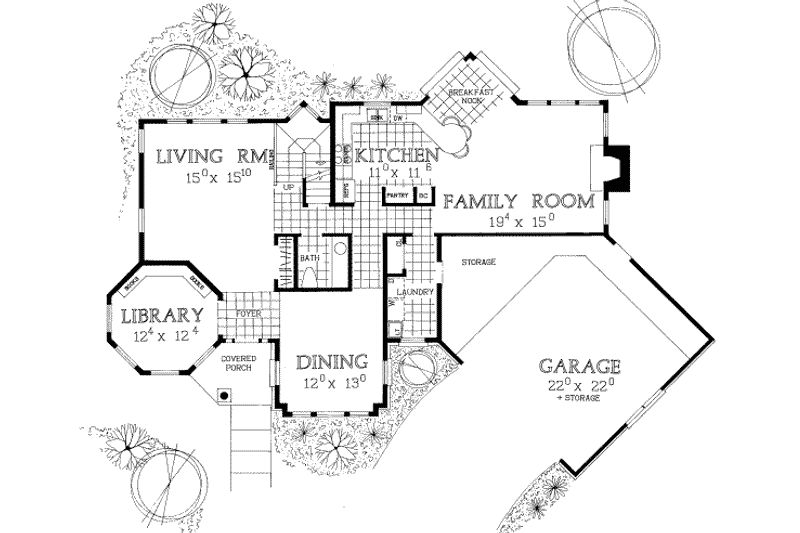 House Blueprint - Floor Plan - Main Floor for European House Plan #72-461 - 4 bed, 2.5 bath