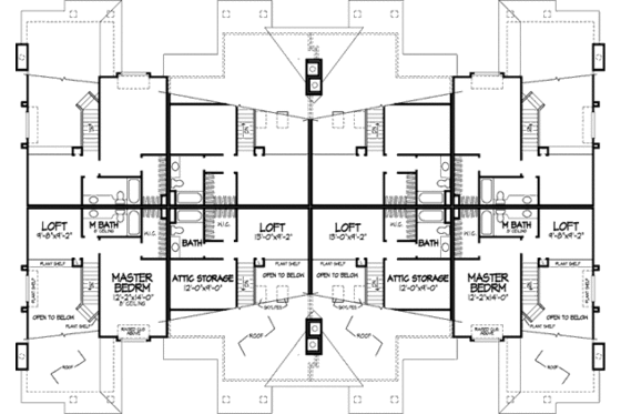 Floor Plan - Upper Floor for Craftsman House Plan #320-308 - 1 bed, 2 bath