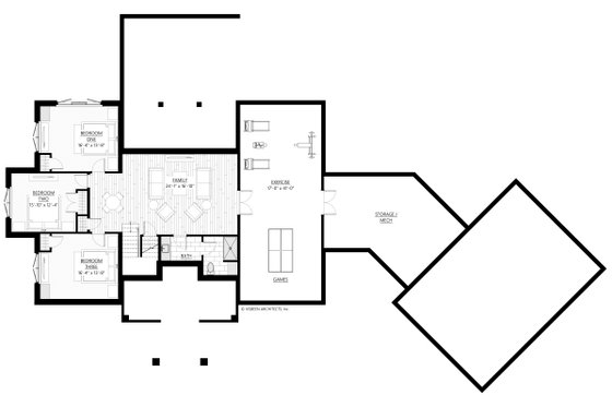 Floor Plan - Lower Floor for Farmhouse House Plan #928-369 - 5 bed, 3.5 bath
