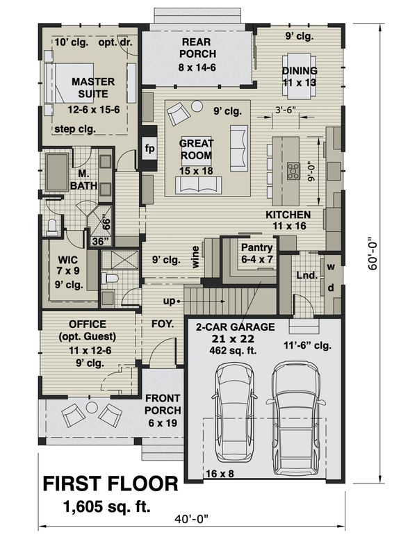Architectural House Design - Farmhouse Floor Plan - Main Floor Plan #51-1172