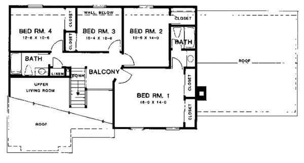 Home Plan - Traditional Floor Plan - Upper Floor Plan #1001-147