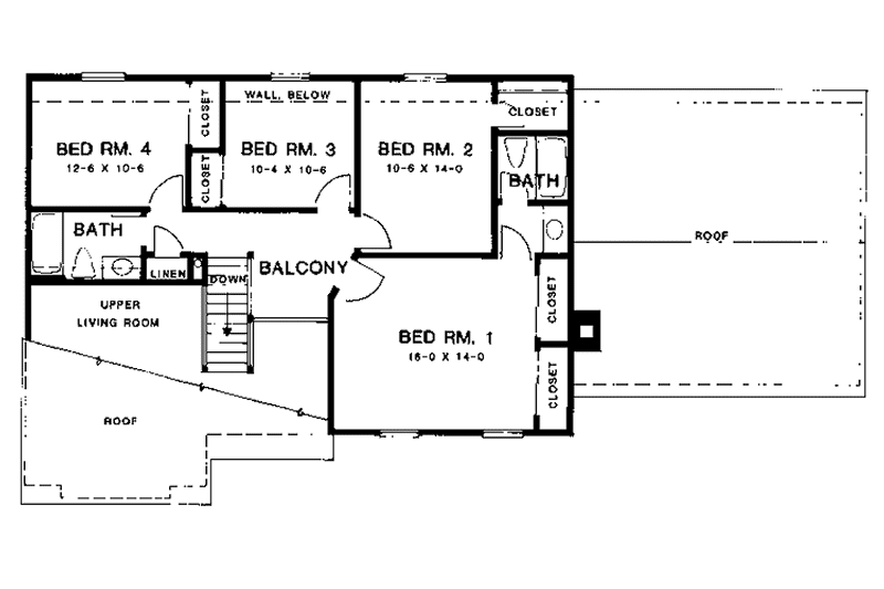 Home Plan - Floor Plan - Upper Floor for Traditional House Plan #1001-147 - 4 bed, 2.5 bath