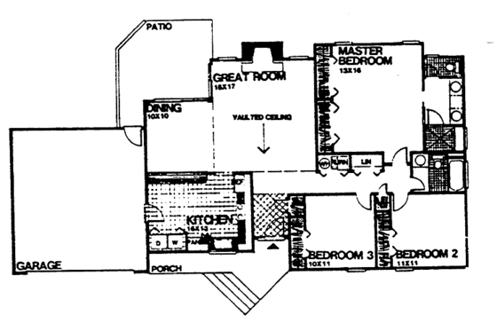 Floor Plan - Main Floor for Contemporary House Plan #30-257 - 3 bed, 2 bath