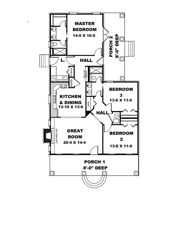 House Design - Country Floor Plan - Main Floor Plan #44-220