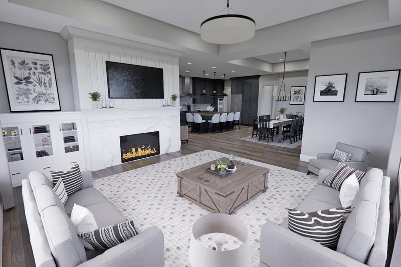 House Blueprint - Interior - Family Room 1 for Ranch House Plan #51-1326 - 3 bed, 2.5 bath