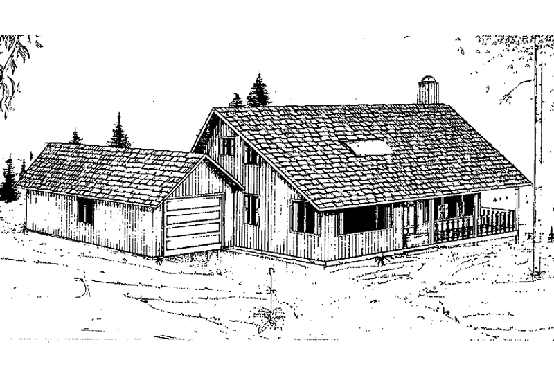 Home Plan - Exterior - Front Elevation 3 for Country House Plan #60-746 - 2 bed, 2 bath