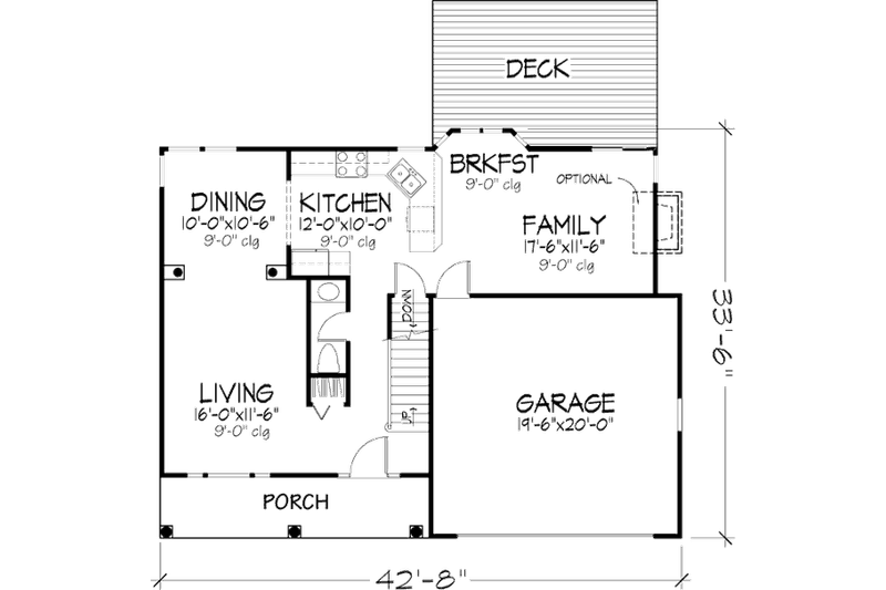 Home Plan - Floor Plan - Main Floor for Country House Plan #320-370 - 4 bed, 2.5 bath