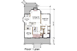 Floor Plan - Main Floor for Craftsman House Plan #79-222 - 3 bed, 2.5 bath