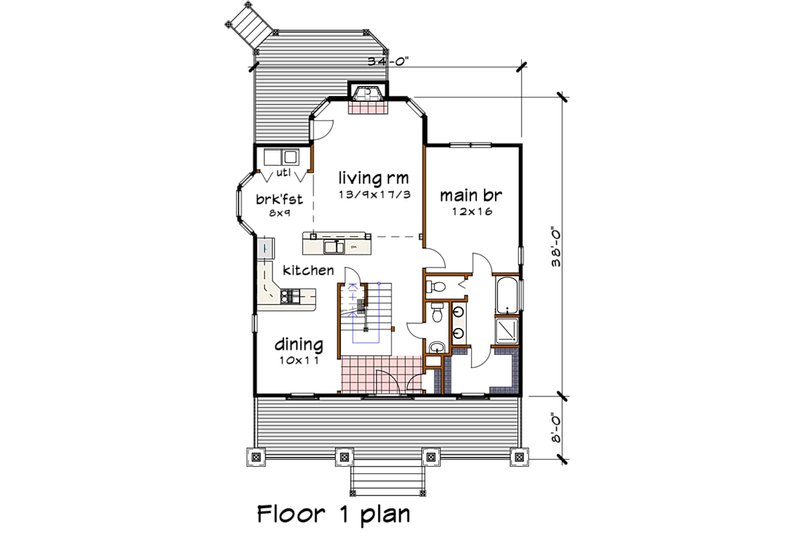 Dream House Plan - Floor Plan - Main Floor for Craftsman House Plan #79-222 - 3 bed, 2.5 bath