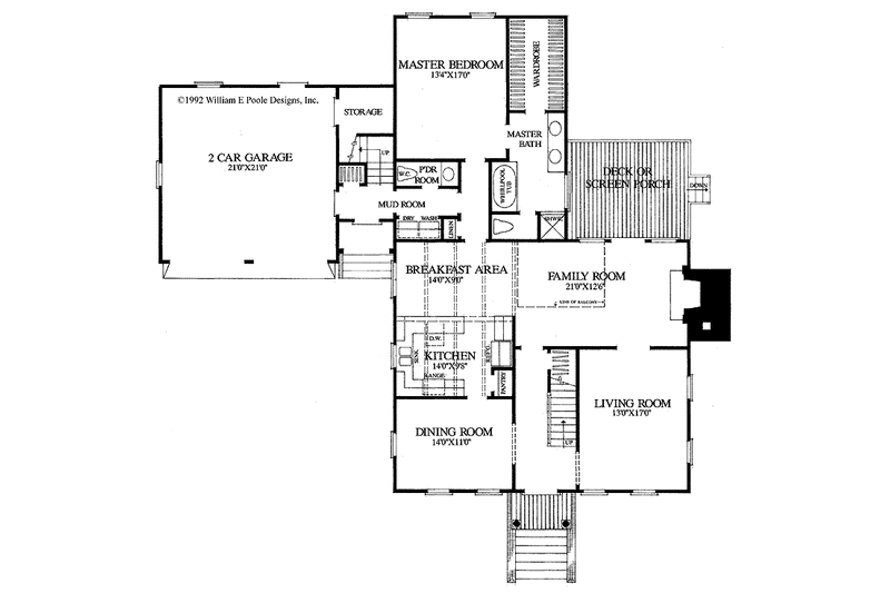 Home Plan - Floor Plan - Main Floor for Colonial House Plan #137-351 - 4 bed, 3.5 bath